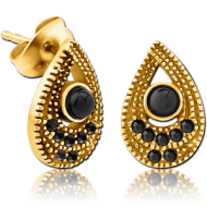 GOLD PVD COATED SURGICAL STEEL JEWELLED EAR STUDS