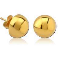 GOLD PVD COATED SURGICAL STEEL EAR STUDS PAIR - SEMICIRCLE
