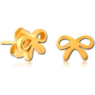 GOLD PVD COATED SURGICAL STEEL EAR STUDS - BOW