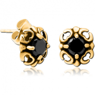 GOLD PVD COATED SURGICAL STEEL JEWELLED EAR STUDS