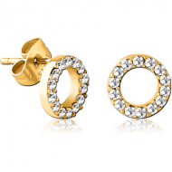 GOLD PVD COATED SURGICAL STEEL JEWELLED EAR STUDS PAIR