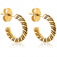 GOLD PVD COATED SURGICAL STEEL EAR STUDS PAIR
