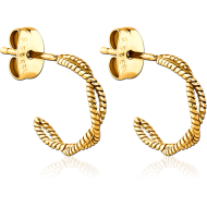 GOLD PVD COATED SURGICAL STEEL EAR STUDS PAIR