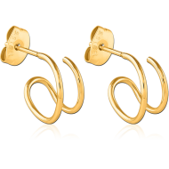 GOLD PVD COATED SURGICAL STEEL EAR STUDS PAIR