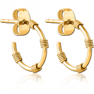 GOLD PVD COATED SURGICAL STEEL EAR STUDS PAIR