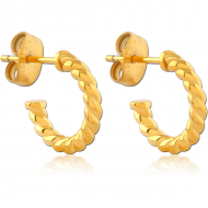 GOLD PVD COATED SURGICAL STEEL EAR STUDS PAIR