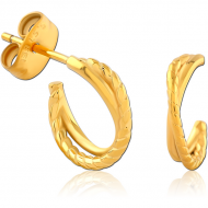 GOLD PVD COATED SURGICAL STEEL EAR STUDS PAIR