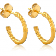 GOLD PVD COATED SURGICAL STEEL EAR STUDS PAIR