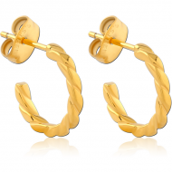 GOLD PVD COATED SURGICAL STEEL EAR STUDS PAIR