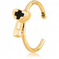 GOLD PVD COATED SURGICAL STEEL OPEN NOSE RING - KEY
