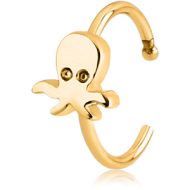 GOLD PVD COATED SURGICAL STEEL OPEN NOSE RING - SQUID