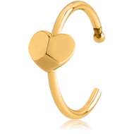 GOLD PVD COATED SURGICAL STEEL OPEN NOSE RING - HEART PIERCING