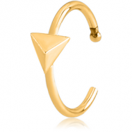 GOLD PVD COATED SURGICAL STEEL OPEN NOSE RING - TRIANGLE PIERCING