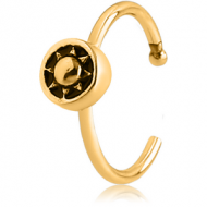 GOLD PVD COATED SURGICAL STEEL OPEN NOSE RING - SUN PIERCING