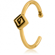 GOLD PVD COATED SURGICAL STEEL OPEN NOSE RING - SQUARE PIERCING