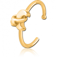 GOLD PVD COATED SURGICAL STEEL OPEN NOSE RING - ANNULAR ECLIPSE AND STAR PIERCING