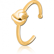 GOLD PVD COATED SURGICAL STEEL OPEN NOSE RING - EYE STAR PIERCING