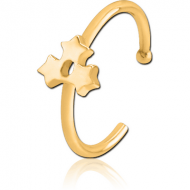GOLD PVD COATED SURGICAL STEEL OPEN NOSE RING - TRIPLE STAR PIERCING