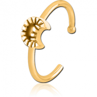 GOLD PVD COATED SURGICAL STEEL OPEN NOSE RING - CRESCENT PIERCING