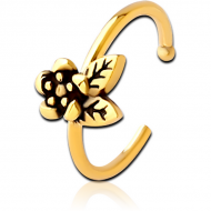 GOLD PVD COATED SURGICAL STEEL OPEN NOSE RING PIERCING