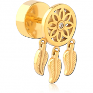 GOLD PVD COATED SURGICAL STEEL FAKE PLUG PIERCING