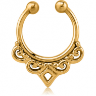 GOLD PVD COATED SURGICAL STEEL FAKE SEPTUM RING - FILIGREE PIERCING