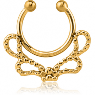 GOLD PVD COATED SURGICAL STEEL FAKE SEPTUM RING - ROPES PIERCING