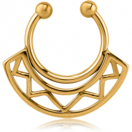 GOLD PVD COATED SURGICAL STEEL FAKE SEPTUM RING - ZIGZAG PIERCING