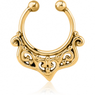 GOLD PVD COATED SURGICAL STEEL FAKE SEPTUM RING - FILIGREE PIERCING