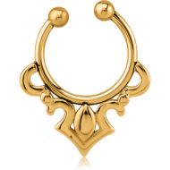 GOLD PVD COATED SURGICAL STEEL FAKE SEPTUM RING - FILIGREE PIERCING