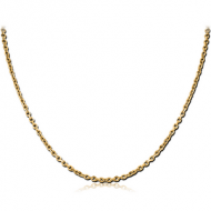 GOLD PVD COATED STAINLESS STEEL BEVEL CUT CABLE NECK CHAIN 40CMS