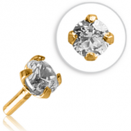 GOLD PVD COATED SURGICAL STEEL JEWELLED PUSH FIT ATTACHMENT FOR BIOFLEX INTERNAL LABRET PIERCING