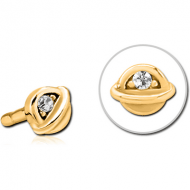 GOLD PVD COATED SURGICAL STEEL JEWELLED PUSH FIT ATTACHMENT FOR BIOFLEX INTERNAL LABRET - HALF OPEN EYE PIERCING
