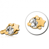 GOLD PVD COATED SURGICAL STEEL JEWELLED PUSH FIT ATTACHMENT FOR BIOFLEX INTERNAL LABRET - STAR AND GEM PIERCING