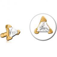 GOLD PVD COATED SURGICAL STEEL JEWELLED PUSH FIT ATTACHMENT FOR BIOFLEX INTERNAL LABRET - TRIANGLE PIERCING