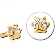 GOLD PVD COATED SURGICAL STEEL JEWELLED PUSH FIT ATTACHMENT FOR BIOFLEX INTERNAL LABRET - ANIMAL PAW