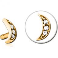 GOLD PVD COATED SURGICAL STEEL JEWELLED PUSH FIT ATTACHMENT FOR BIOFLEX INTERNAL LABRET - CRESCENT 3 GEMS PIERCING