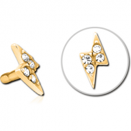 GOLD PVD COATED SURGICAL STEEL JEWELLED PUSH FIT ATTACHMENT FOR BIOFLEX INTERNAL LABRET - THUNDER