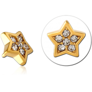 GOLD PVD COATED SURGICAL STEEL JEWELLED PUSH FIT ATTACHMENT FOR BIOFLEX INTERNAL LABRET PIERCING