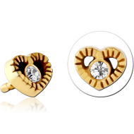 GOLD PVD COATED SURGICAL STEEL JEWELLED PUSH FIT ATTACHMENT FOR BIOFLEX INTERNAL LABRET PIERCING