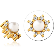 GOLD PVD COATED SURGICAL STEEL JEWELLED PUSH FIT ATTACHMENT FOR BIOFLEX INTERNAL LABRET PIERCING