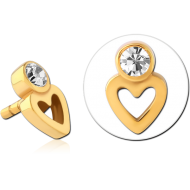 GOLD PVD COATED SURGICAL STEEL JEWELLED PUSH FIT ATTACHMENT FOR BIOFLEX INTERNAL LABRET PIERCING