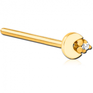 GOLD PVD COATED SURGICAL STEEL STRAIGHT JEWELLED NOSE STUD PIERCING