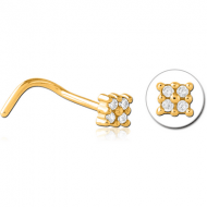 GOLD PVD COATED SURGICAL STEEL JEWELLED NOSE STUDS PIERCING