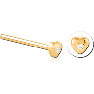 GOLD PVD COATED SURGICAL STEEL STRAIGHT JEWELLED NOSE STUD PIERCING