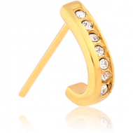 GOLD PVD COATED SURGICAL STEEL STRAIGHT JEWELLED WRAP AROUND NOSE STUD PIERCING