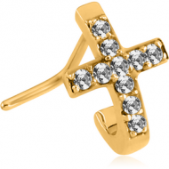 GOLD PVD COATED SURGICAL STEEL 90 DEGREE JEWELLED WRAP AROUND NOSE STUD