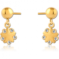 GOLD PVD COATED SURGICAL STEEL PUSH FIT JEWELLED ATTACHMENT FOR BIOFLEX INTERNAL NIPPLE SHIELD PIERCING