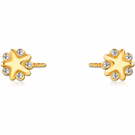 GOLD PVD COATED SURGICAL STEEL PUSH FIT JEWELLED ATTACHMENT FOR BIOFLEX INTERNAL NIPPLE SHIELD PIERCING