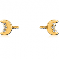 GOLD PVD COATED SURGICAL STEEL PUSH FIT JEWELLED ATTACHMENT FOR BIOFLEX INTERNAL NIPPLE SHIELD PIERCING
